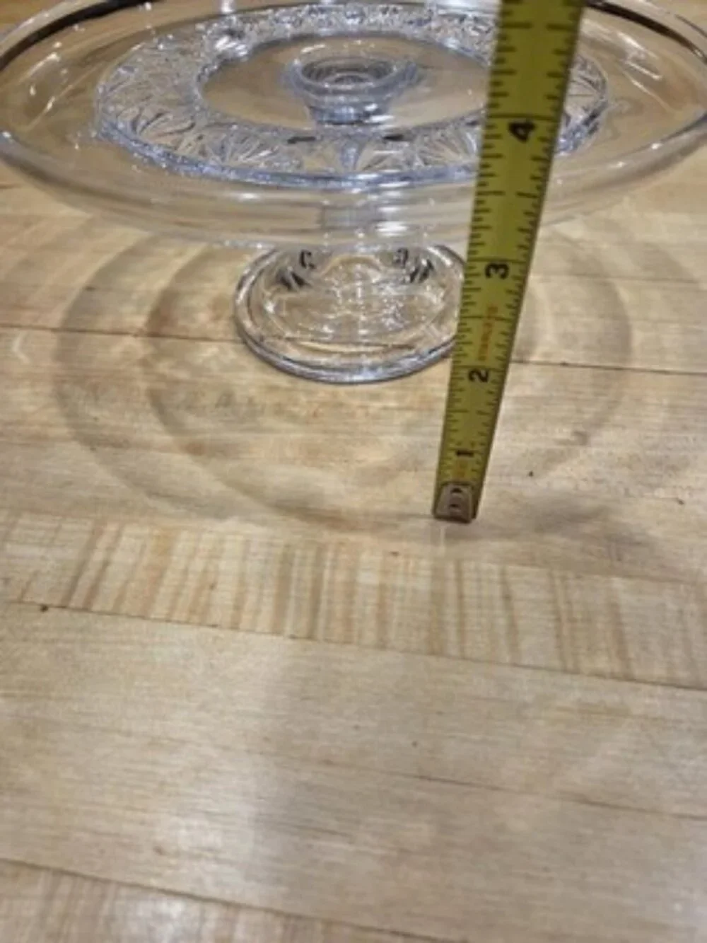 Vintage Clear Pressed Glass Pedestal Cake Stand Starburst 8 inch